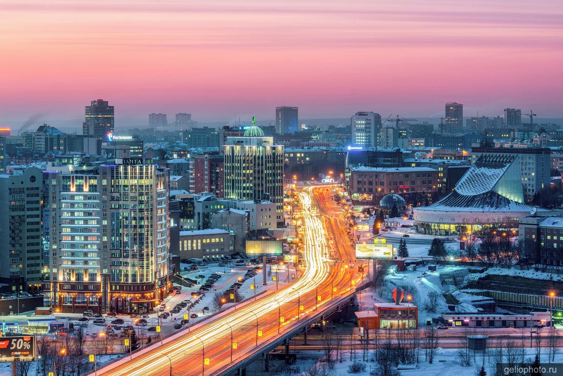 Октябрьская магистраль в Новосибирске зимой фото