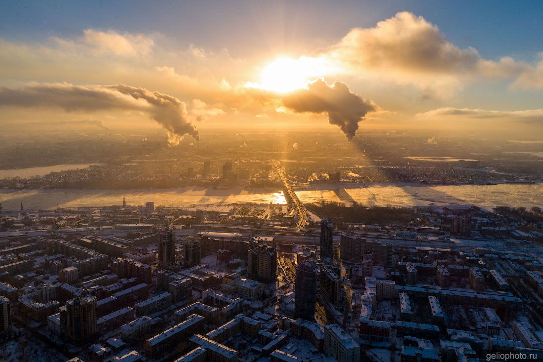 Закат над левым берегом Новосибирска фото