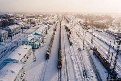 ЖД вокзал Тайга с высоты фото