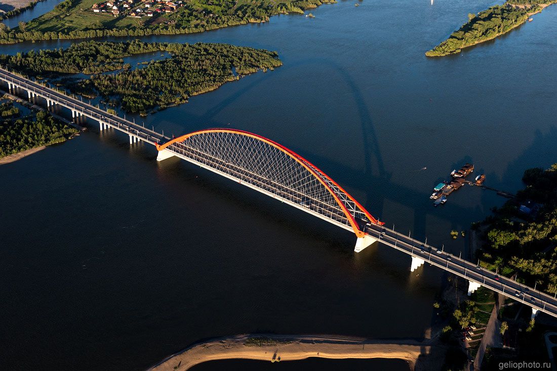 Новосибирский Бугринский мост с высоты фото