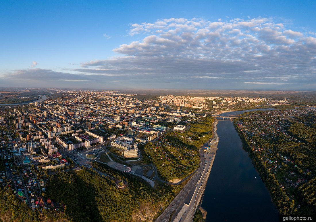 Река Белая в Уфе с высоты летом фото