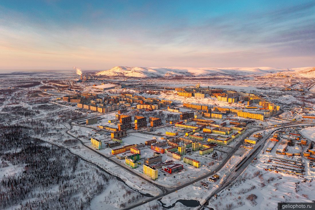 Район Талнах в Норильске с высоты фото