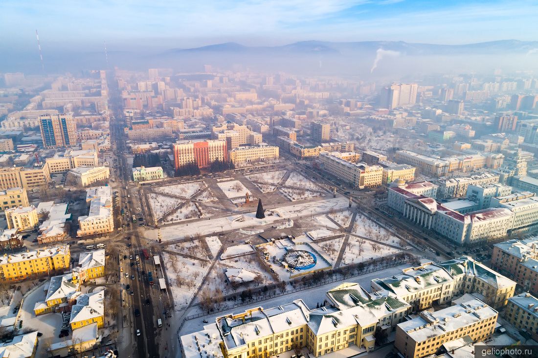 Площадь Ленина в Чите с высоты фото