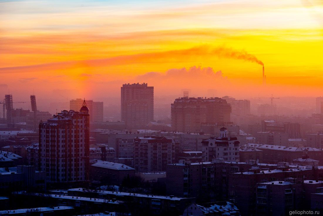Зимний закат в Новосибирске фото
