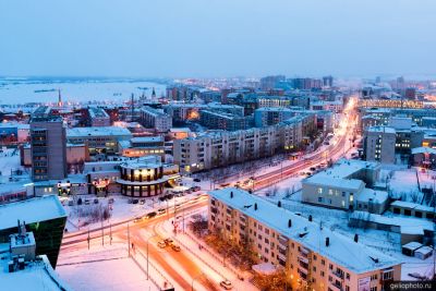 Улица Ярославского в Якутске с высоты фото