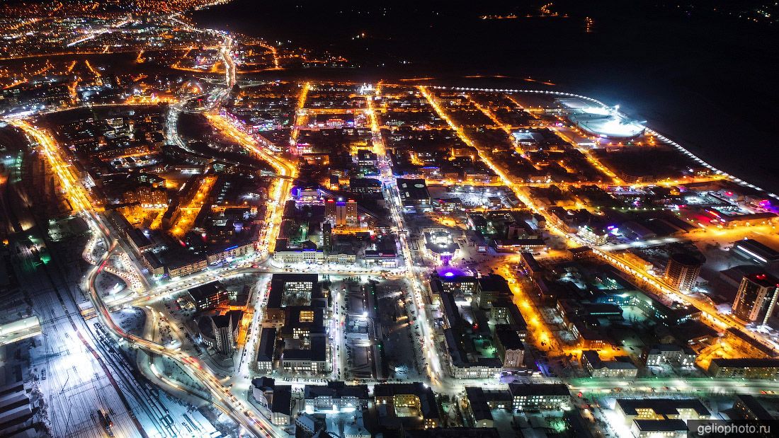 Центр Улан-Удэ ночью с высоты фото