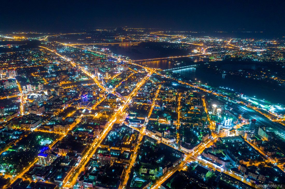 Ночной Новосибирск с высоты фото