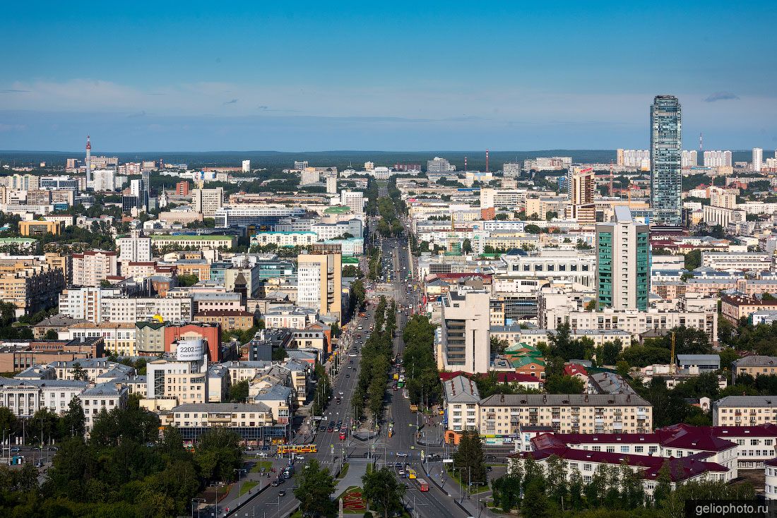 Проспект Ленина в Екатеринбурге с высоты фото