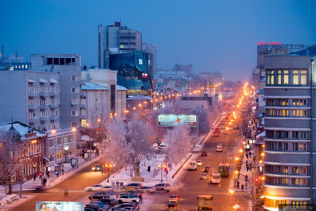 Красный проспект в Новосибирске зимой фото