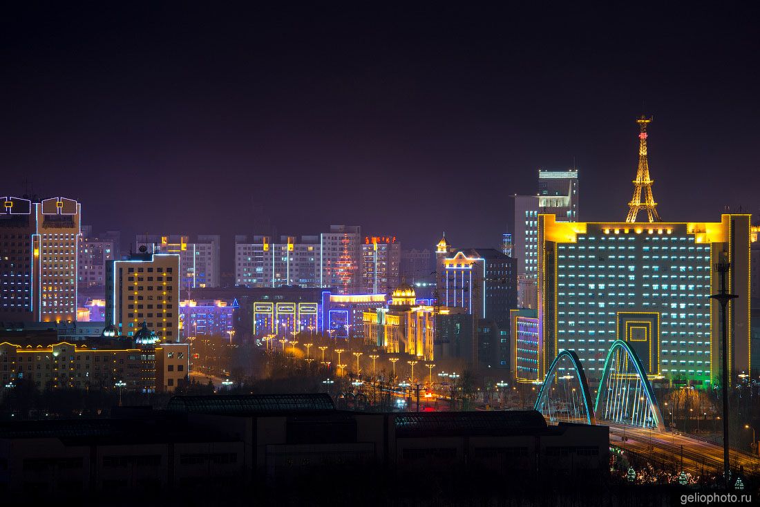 Ночной Хэйхэ вид с Благовещенска фото