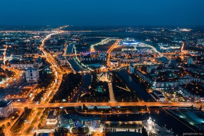 Центр ночного Калининграда с высоты фото