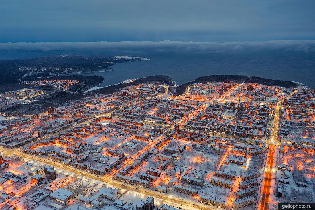 Зимний Братск с высоты птичьего полёта фото