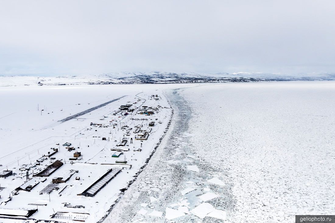 Село Тиличики на Камчатке с высоты зимой фото