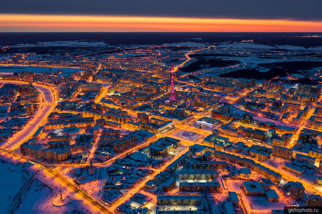 Вечерний Якутск с высоты фото