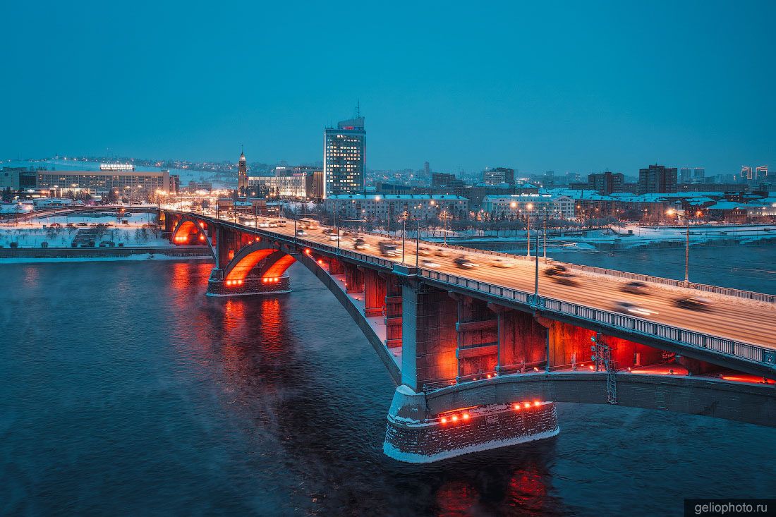 Коммунальный мост в Красноярске зимой фото