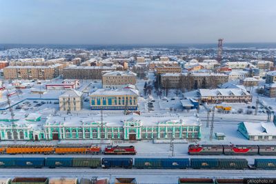ЖД вокзал Тайга с высоты фото