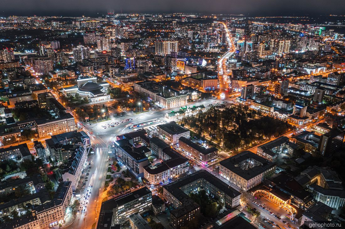 Центр Новосибирска вечером с высоты фото