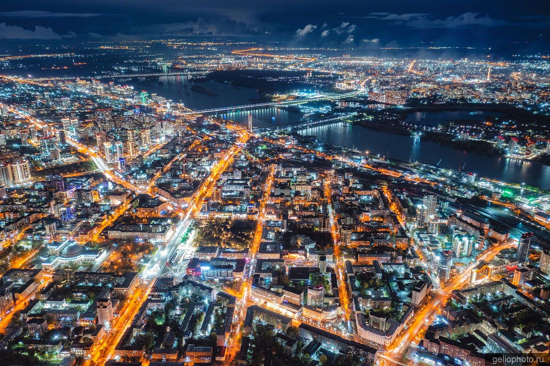 Ночной Новосибирск с высоты фото