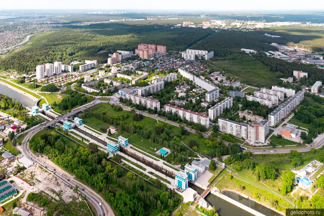 Микрорайон Шлюз в Новосибирске с высоты фото