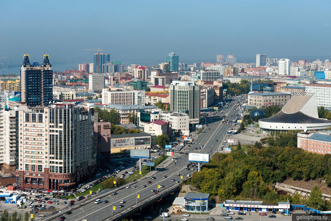 Октябрьская магистраль в Новосибирске с высоты фото