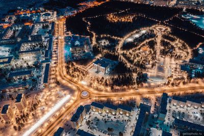 Центральный парк Ноябрьска с высоты фото