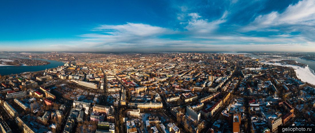 Панорама Иркутска с высоты зимой фото