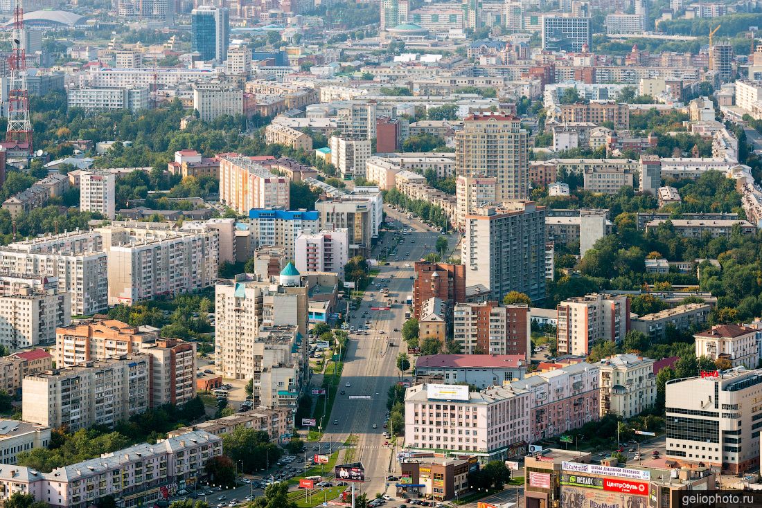 Улицу Цвиллинга в Челябинске с высоты фото