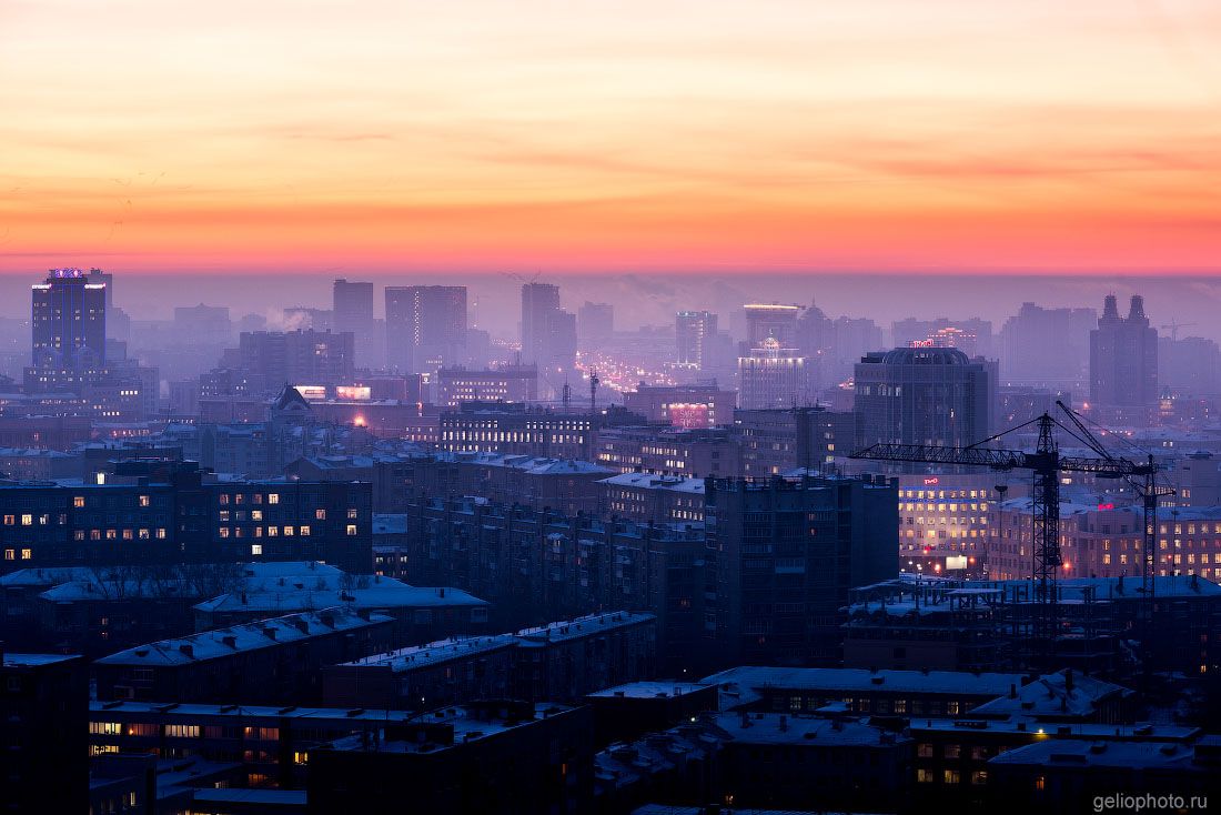 Зимний Новосибирск с высоты фото
