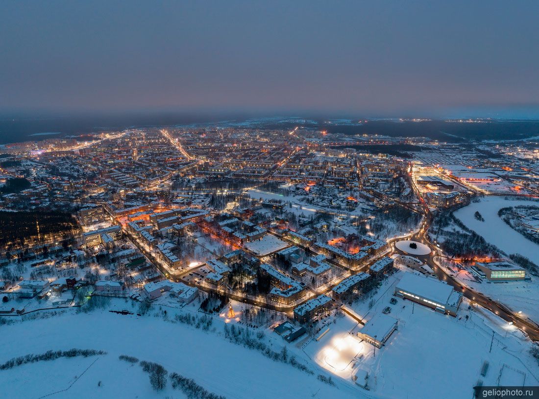 Ухта с высоты вечером фото