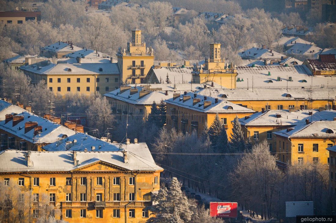 Улица Богдана Хмельницкого в Новосибирске зимой фото