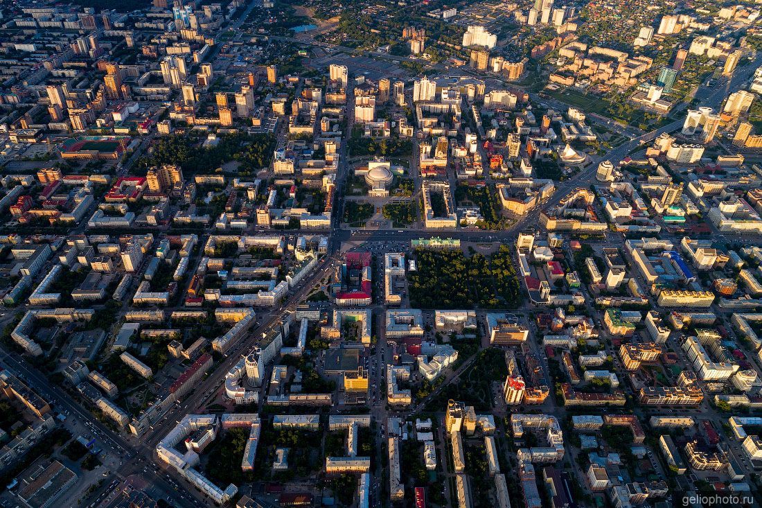 Центр Новосибирска с высоты птичьего полёта фото