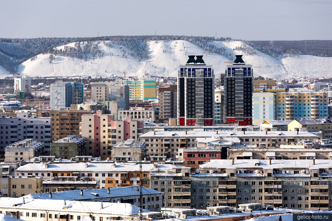 Строительный округ Якутска с высоты фото