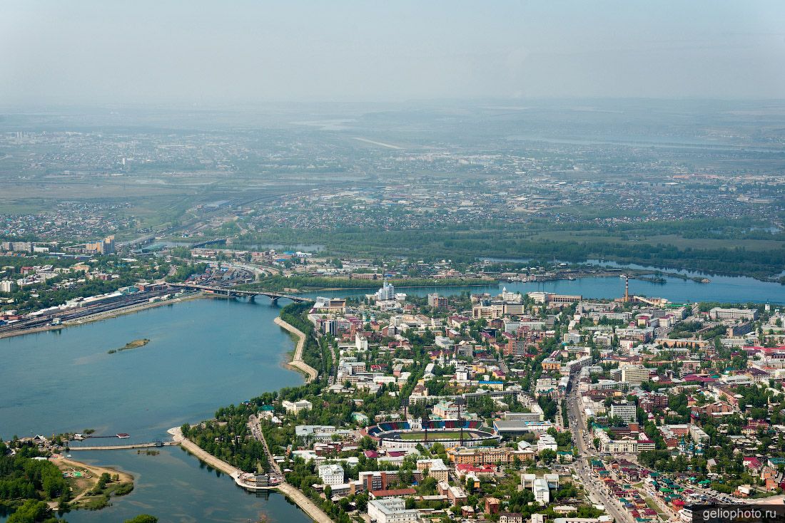 Вид с высоты на Иркутск фото
