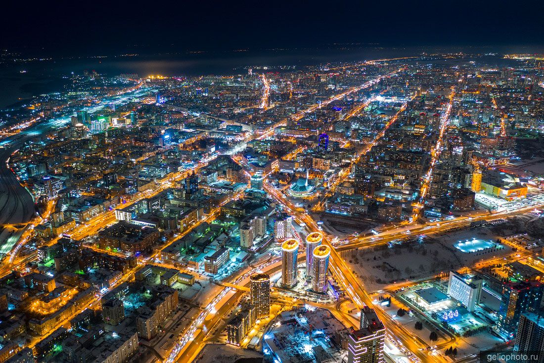 Ночной Новосибирск с высоты фото