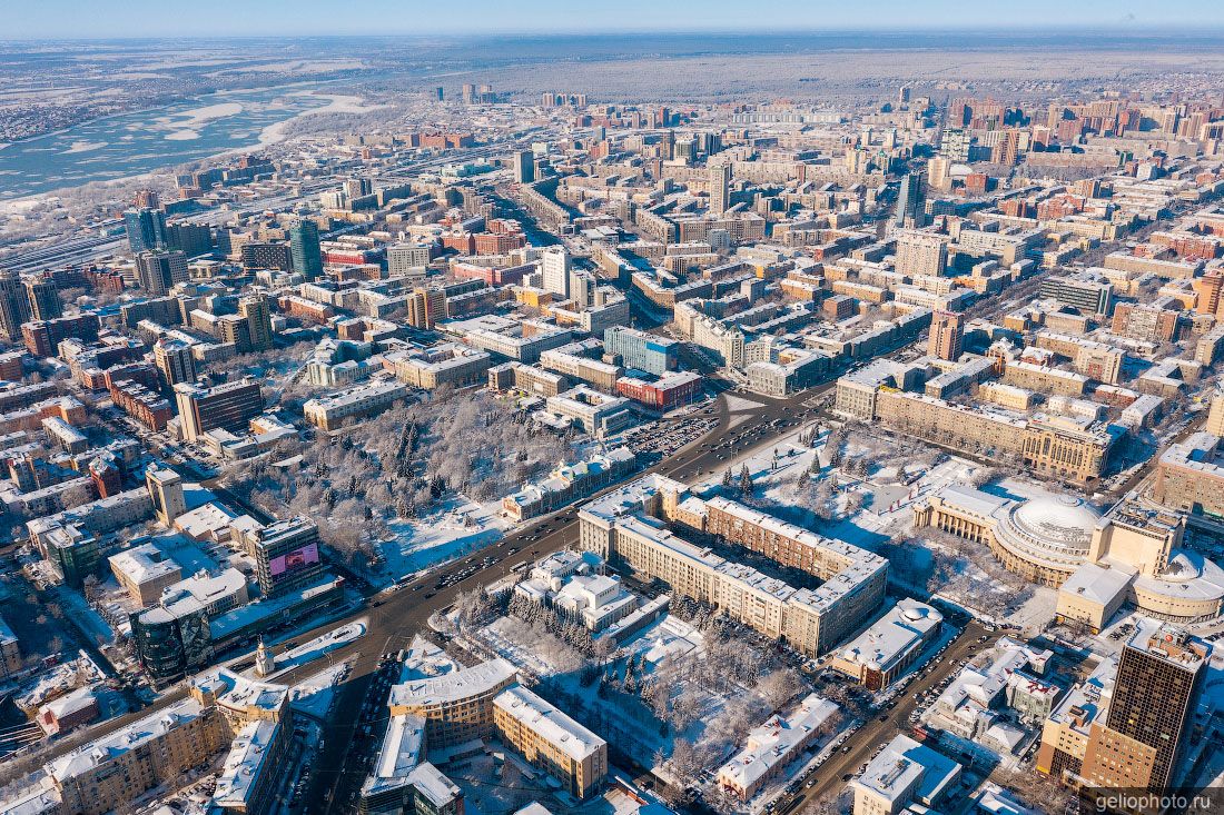 Центр зимнего Новосибирска с высоты фото Gelio Центр зимнего Новосибирска с высоты фото