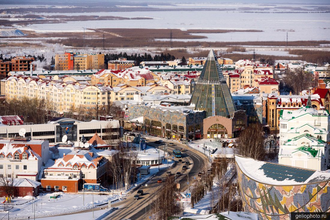 Центр Ханты-Мансийска с высоты зимой фото