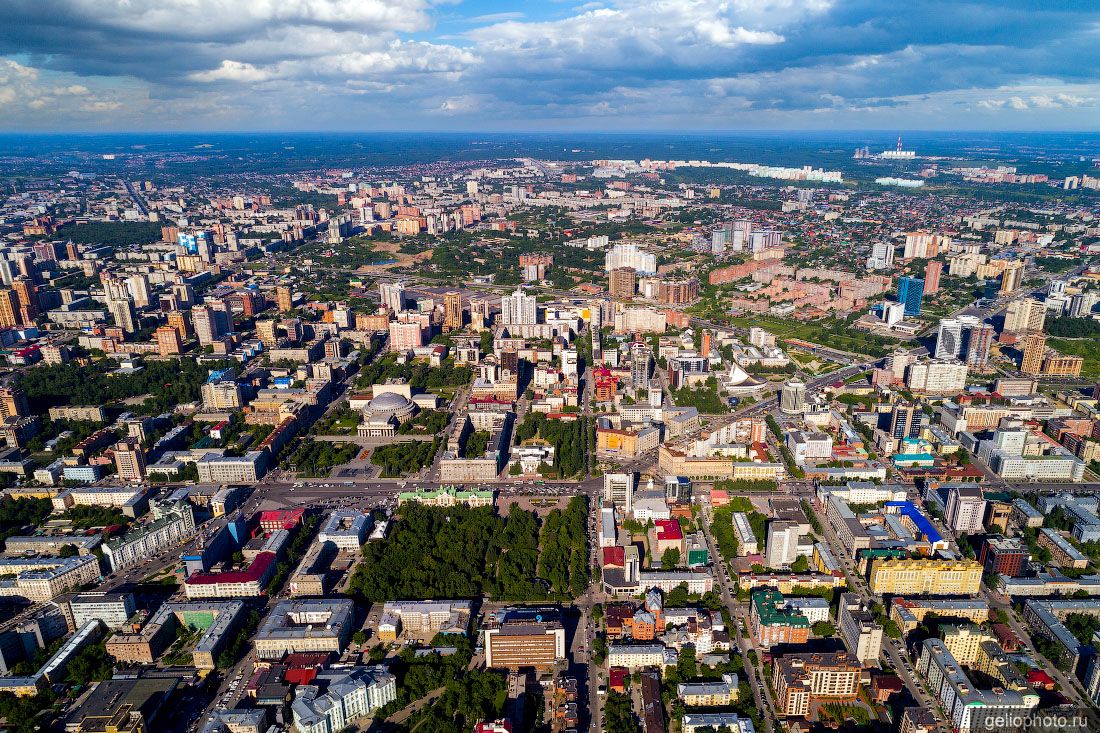 Центр Новосибирска с высоты летом фото