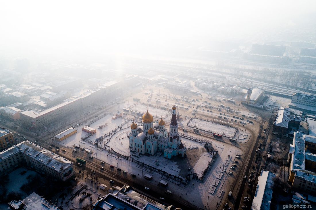 Казанский собор в Чите с высоты фото