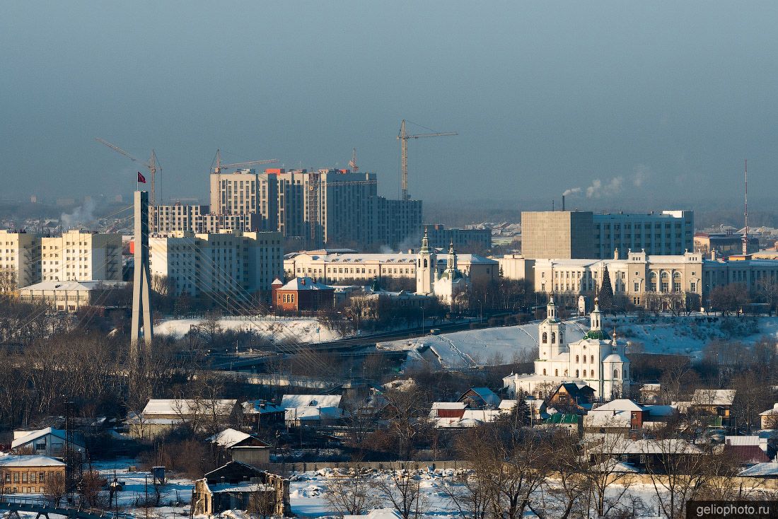 Мост Влюблённых в Тюмени с высоты фото