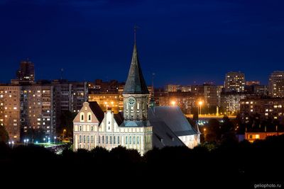 Кафедральный собор в Калининграде ночью фото