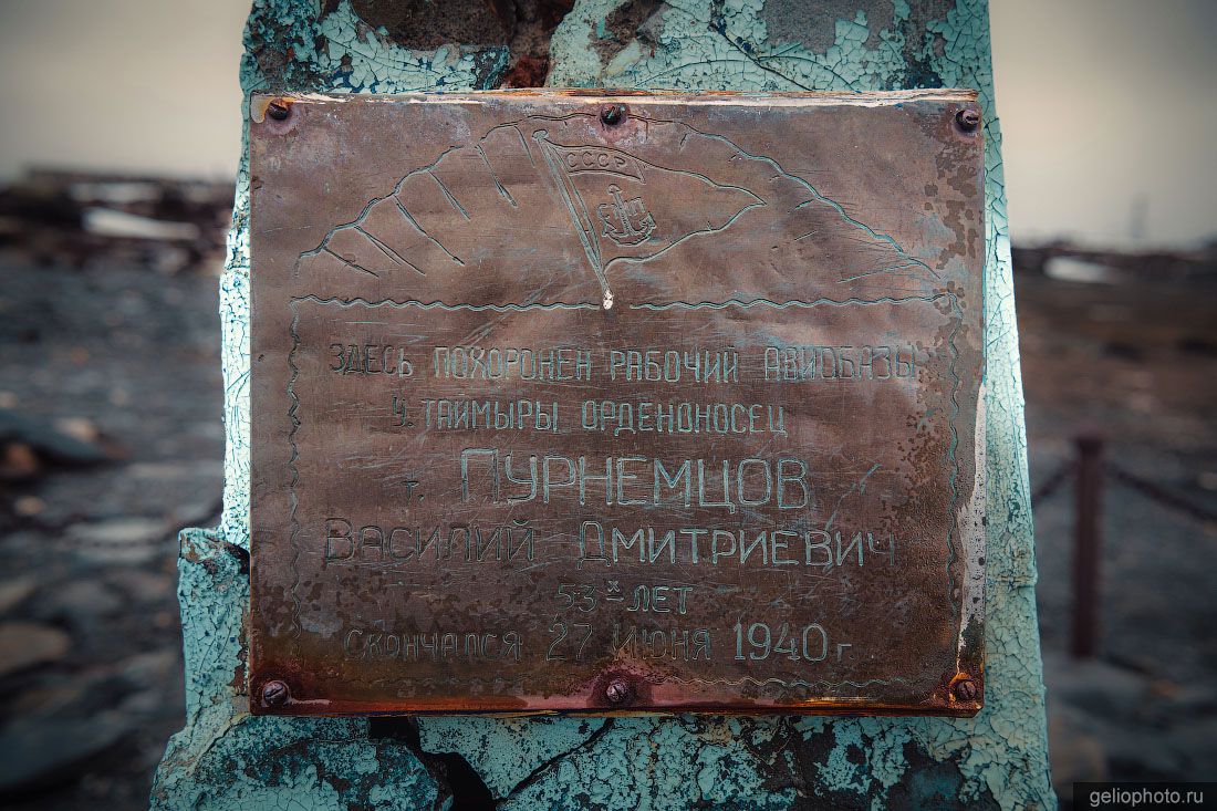 Памятная табличка на могиле Пурнемцова Василия на мысе Челюскин фото