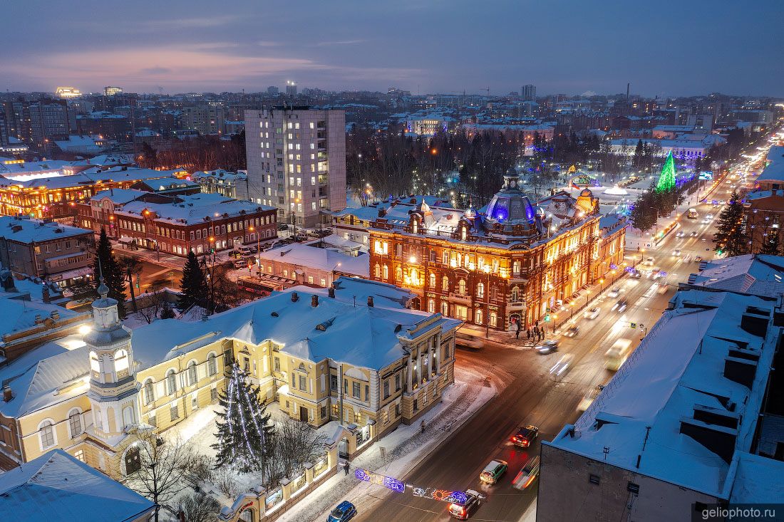 Проспект Ленина в Томске вечером зимой фото
