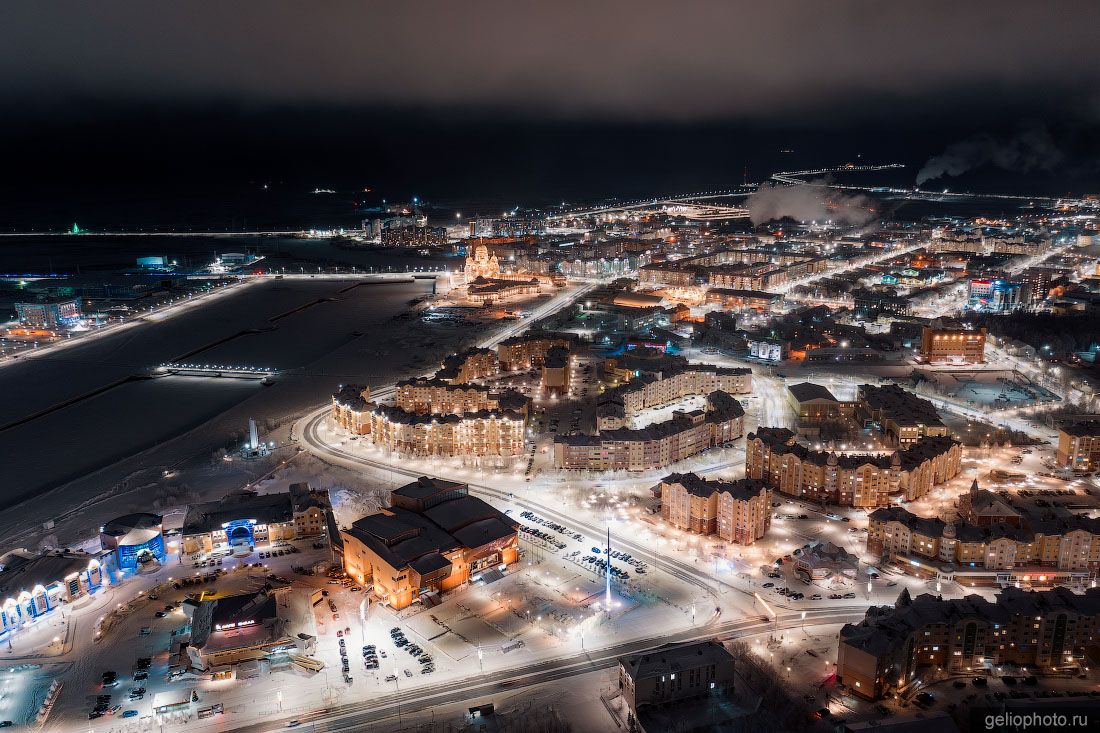 Вечерний Салехард с высоты фото