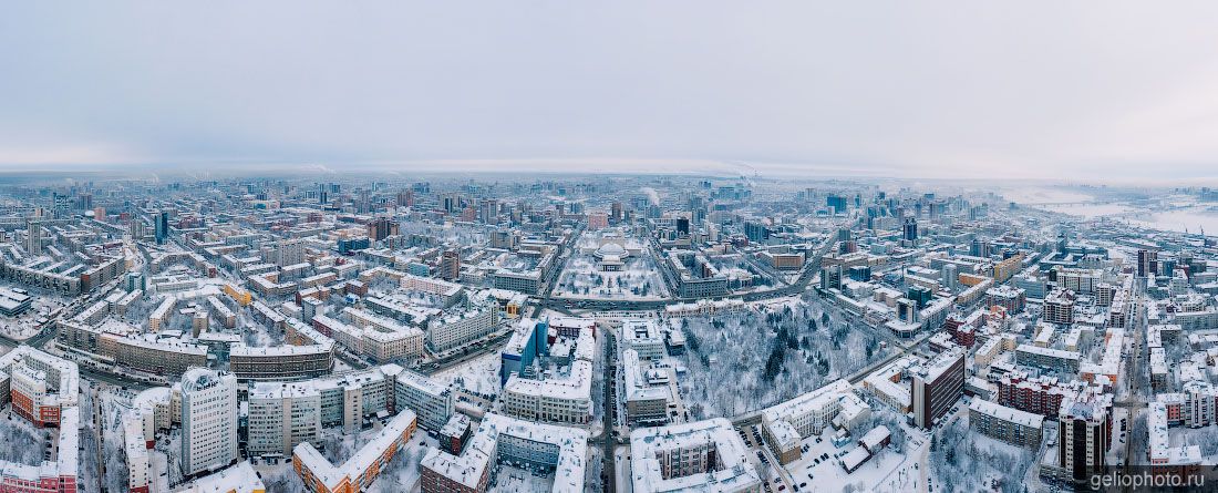 Панорама зимнего Новосибирска с высоты фото