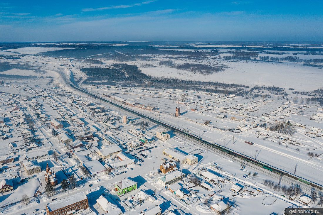ЖД вокзал Тяжинский с высоты фото