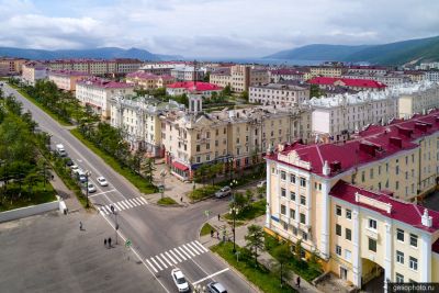 Перекрёсток Портовой и проспекта Ленина в Магадане фото