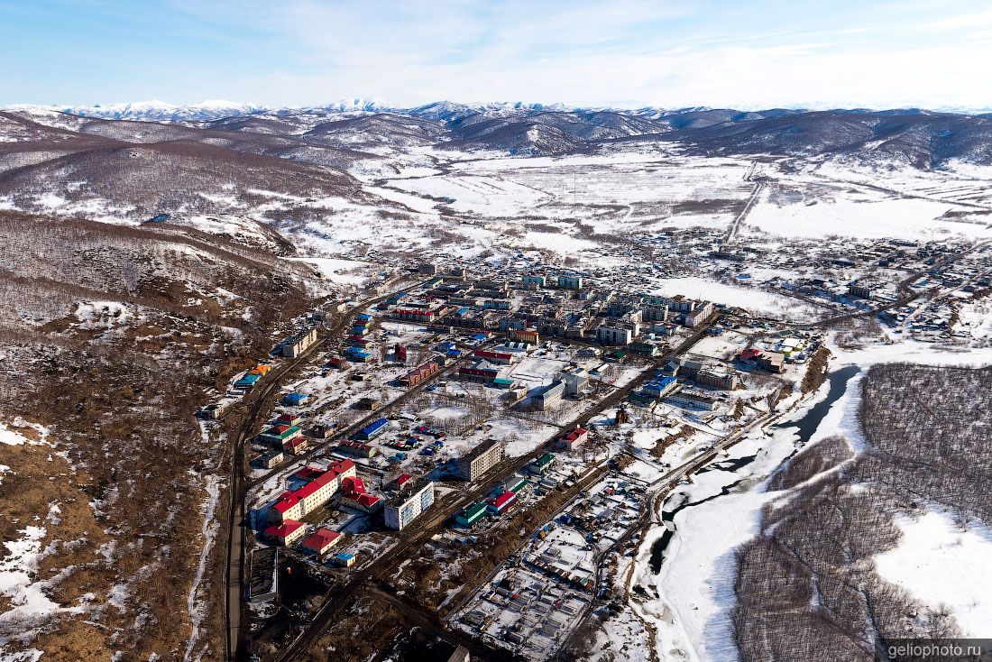 Посёлок Палана на Камчатке с высоты фото