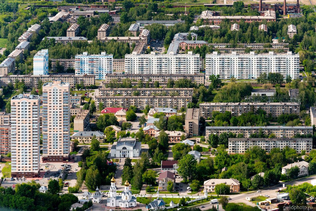 ​Микрорайон ОбьГЭС в Новосибирске с высоты фото
