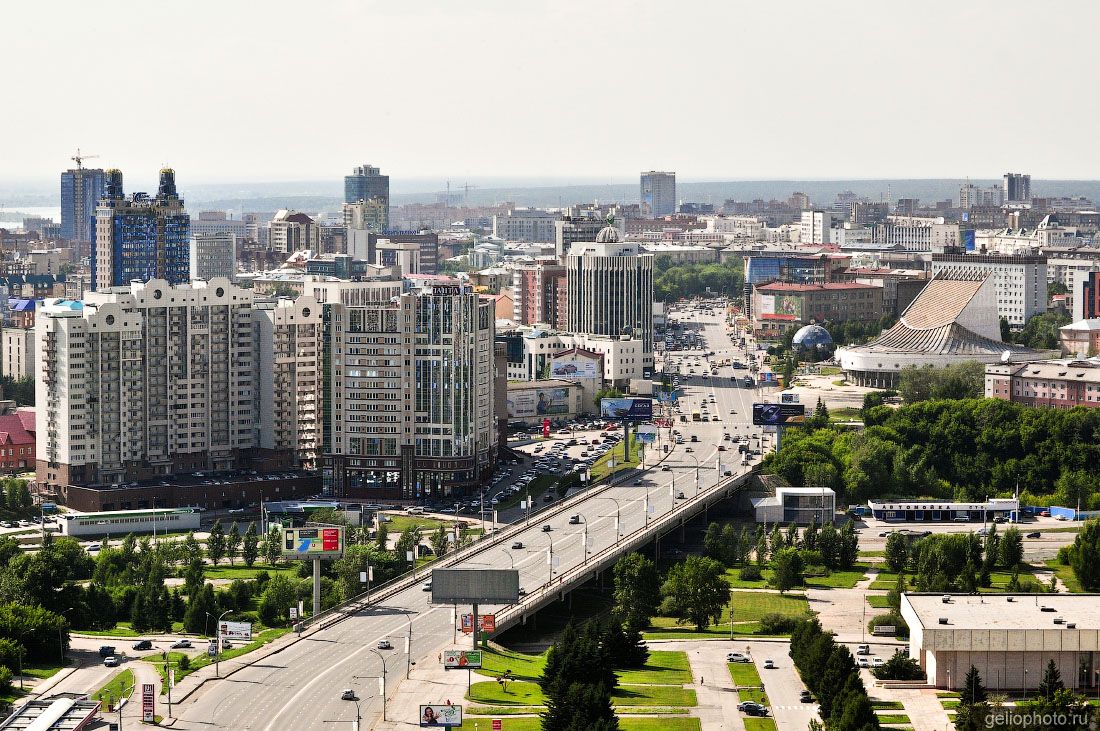 Октябрьская магистраль в Новосибирске с высоты фото